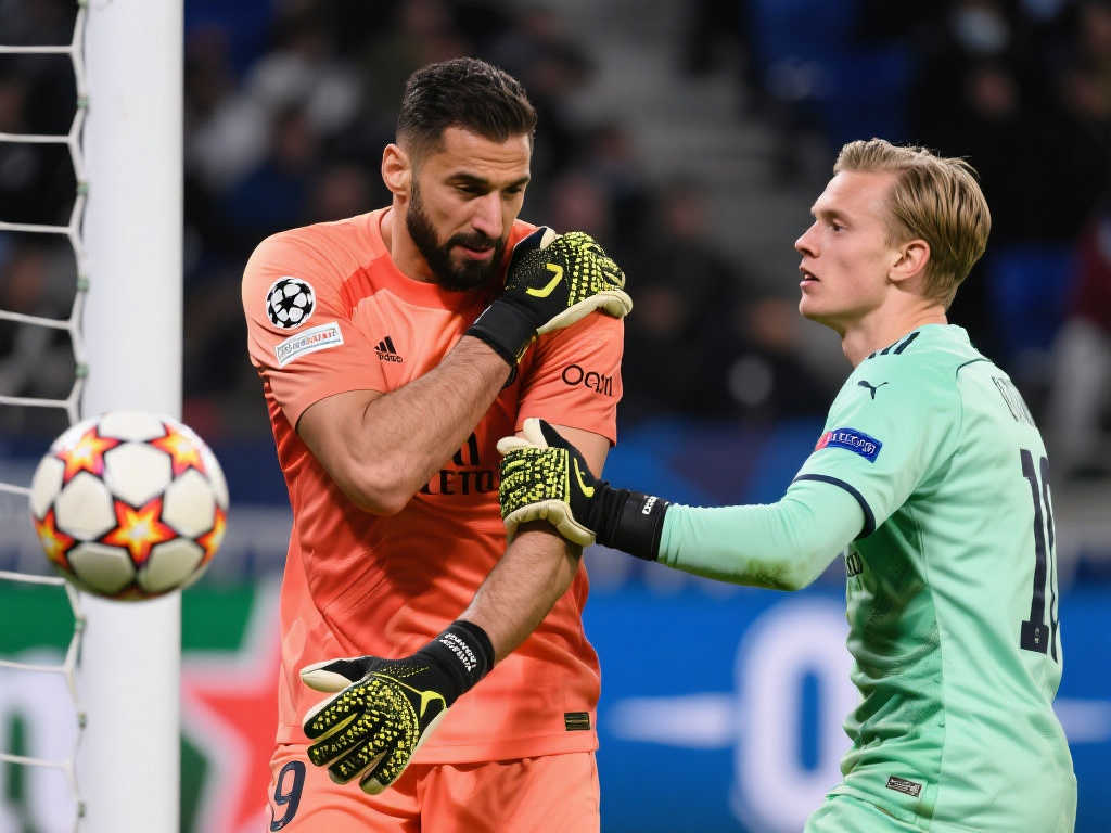 惊险救球！多纳鲁马挡出厄德高射门后肩膀略显不适