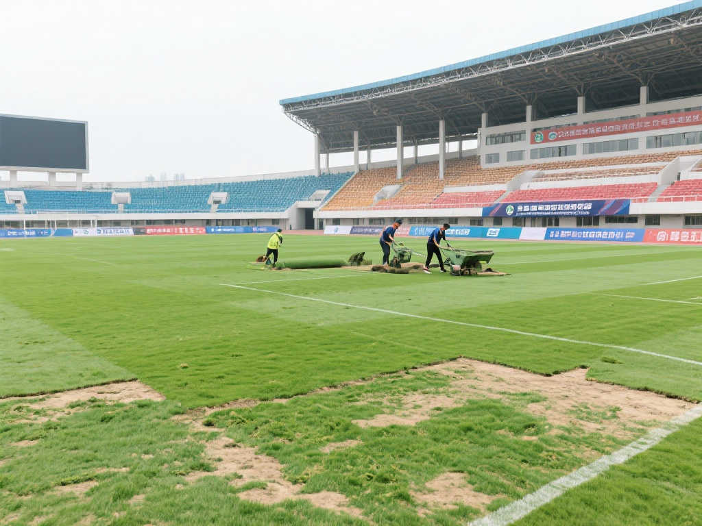 记者：青岛西海岸主场草坪首次更换，逾一个月无主场比赛后焕新登场
